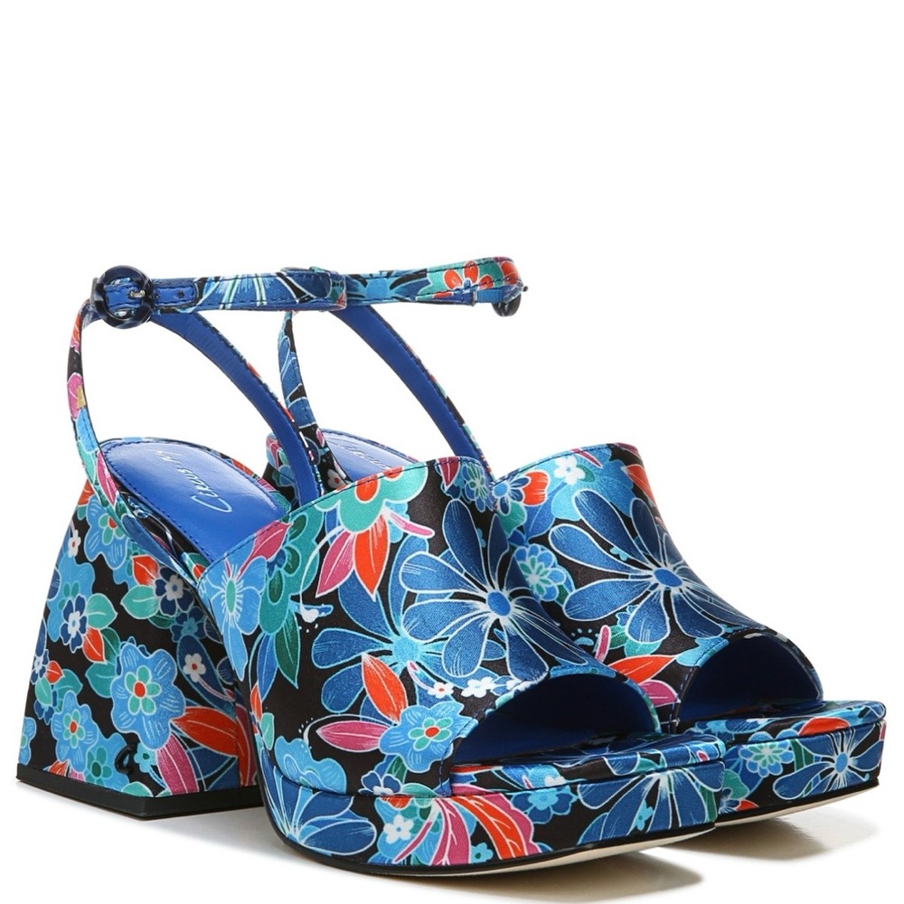 Circus by Sam Edelman Multicolor Floral Blossoms Slingback Heels Hippy Boho 8